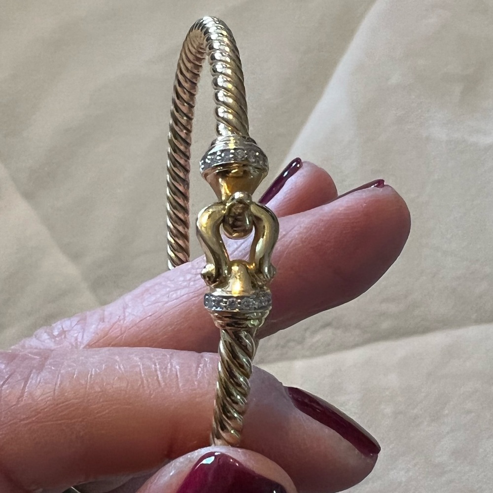 David Yurman Buckle Bracelet 18k Yellow Gold Pavé Diamonds XS - Picture 3 of 6